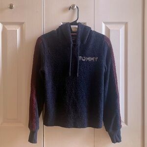 Tommy Hilfiger: Navy & Maroon Fuzzy Hoodie
